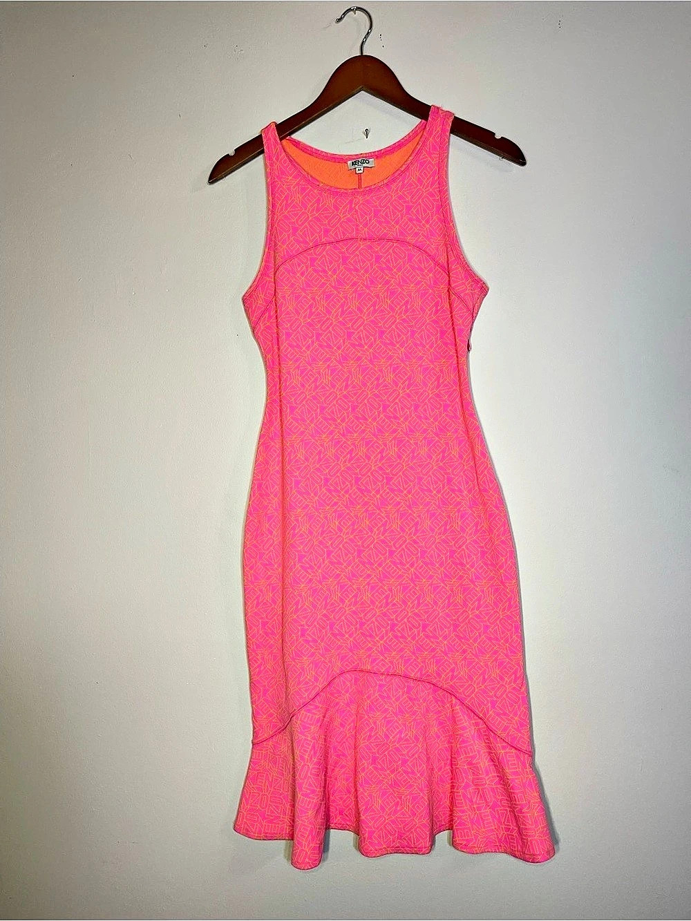 Kenzo Monogram Jacquard Dress Mini Dress Pink & Orange Medium